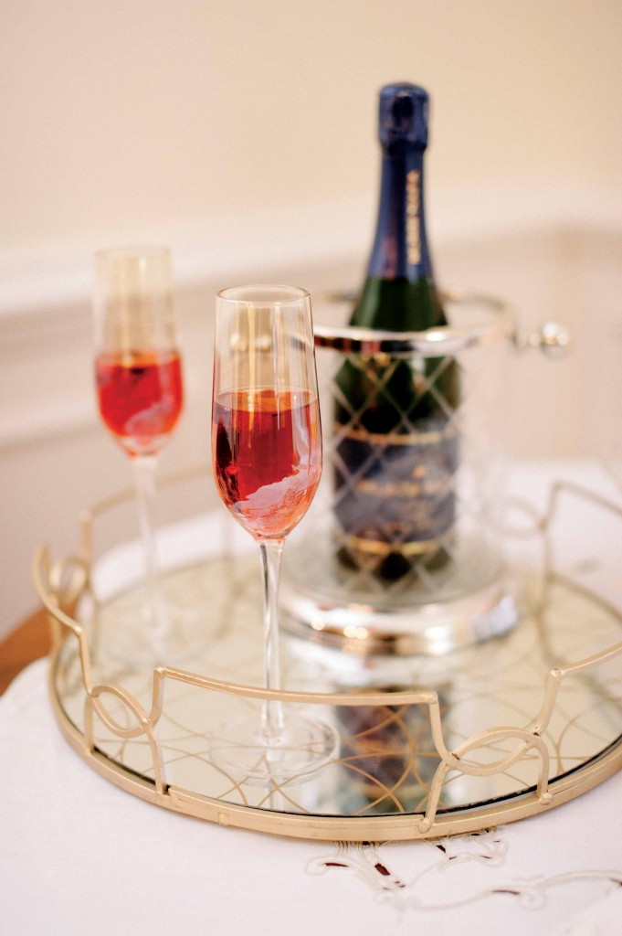 Wine and glasses for a wedding