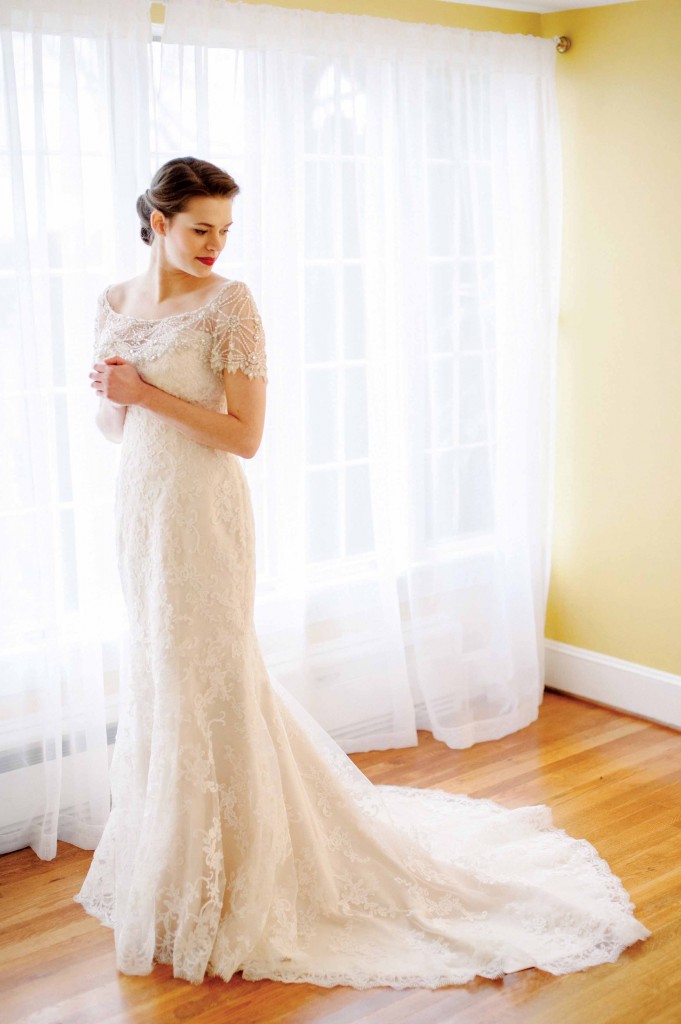 A bride in her dress